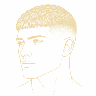 Caesar – fryzura męska, rysunek
