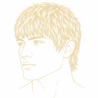 Mod cut (short shag) – fryzura męska, rysunek