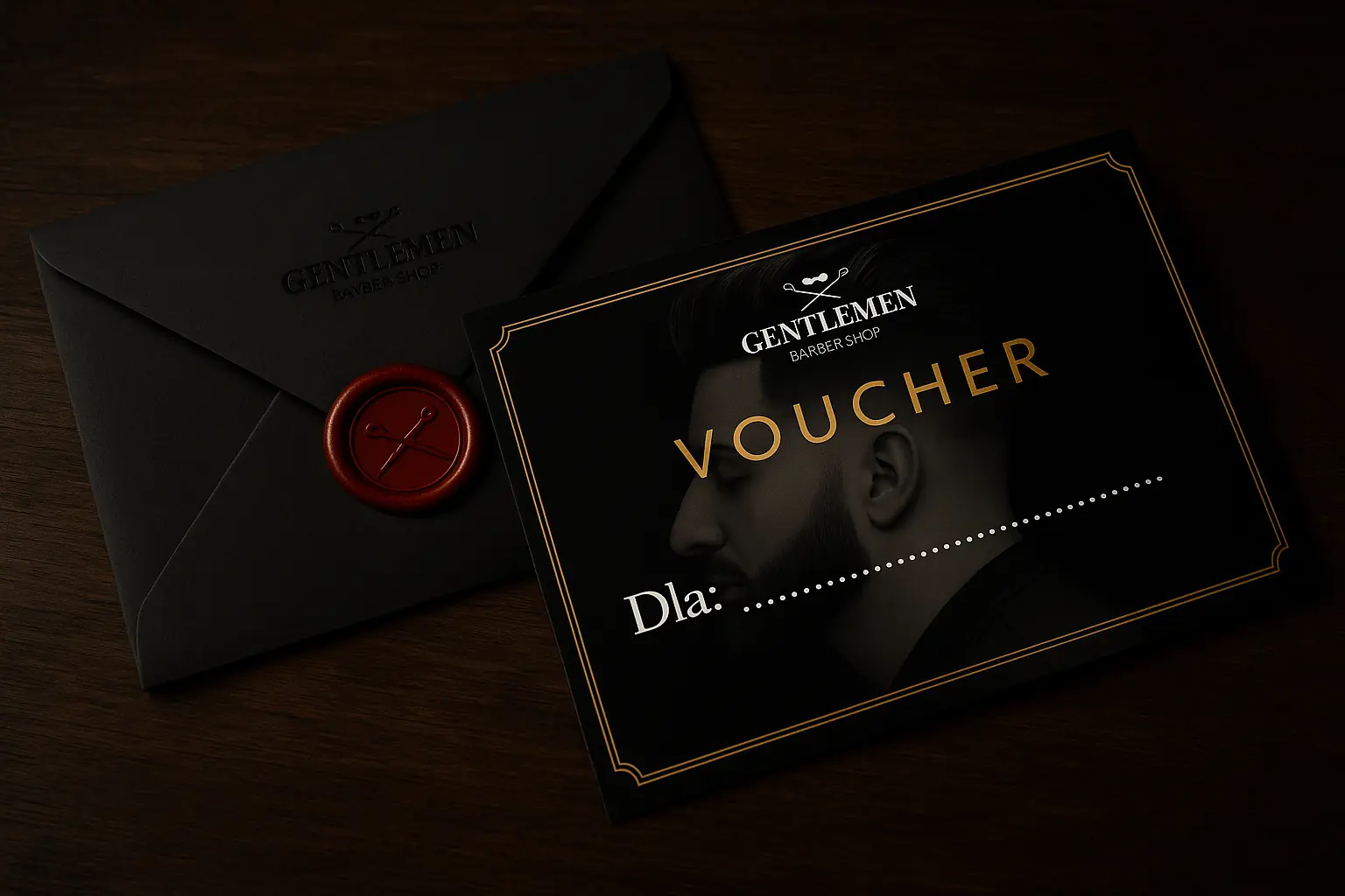Elegancki voucher prezentowy Gentlemen Barber Shop Radom